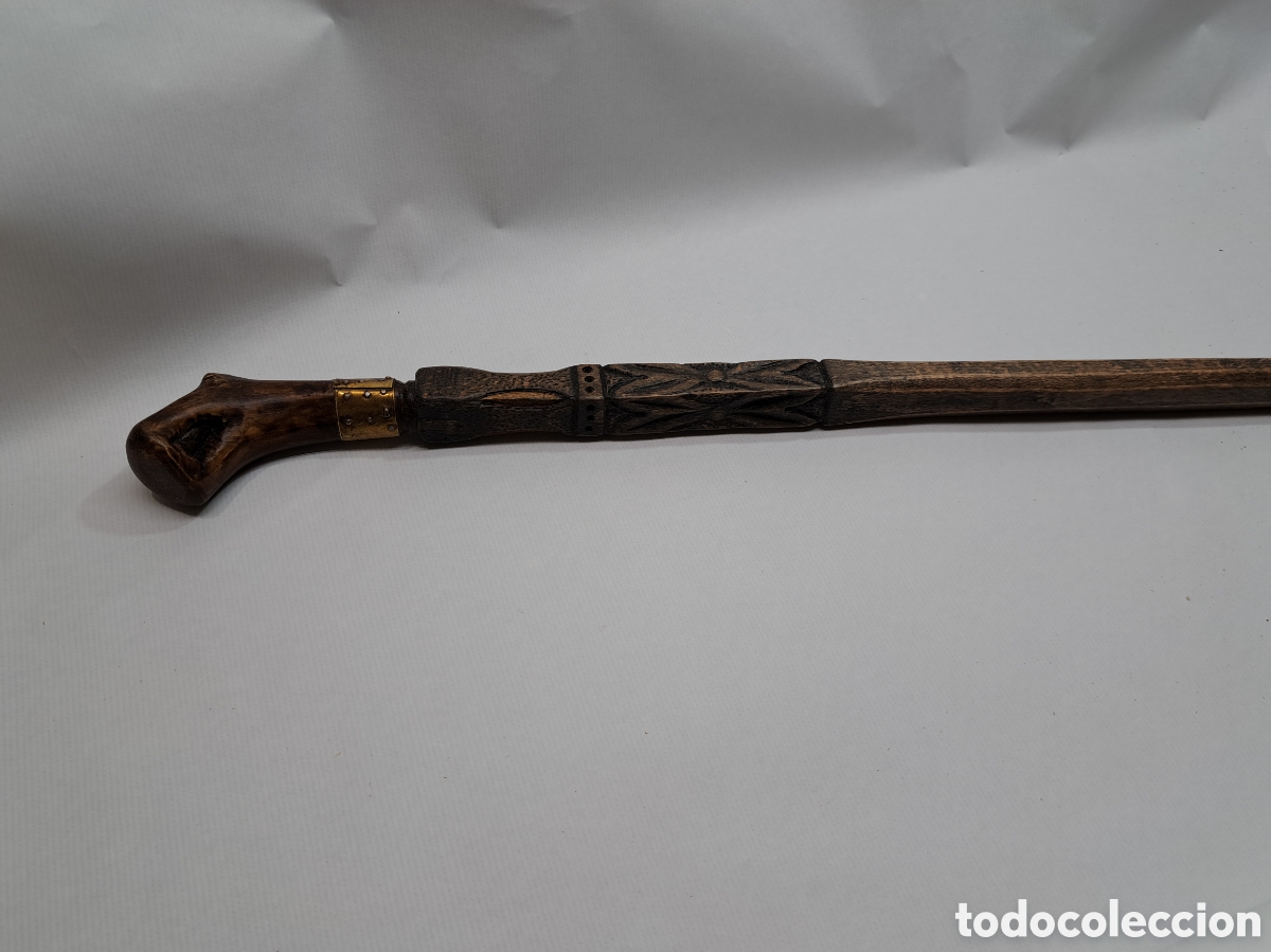 Antig&uuml;edades: Antiguo bast&oacute;n tallado en madera - Foto 2