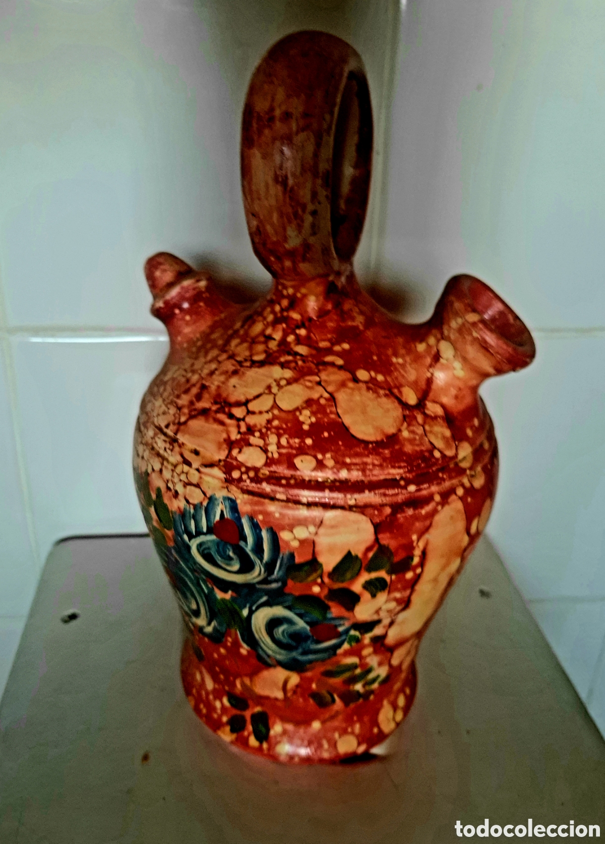 Antig&uuml;edades: BOTIJO ANTIGUO PINTADO A MANO - Foto 2