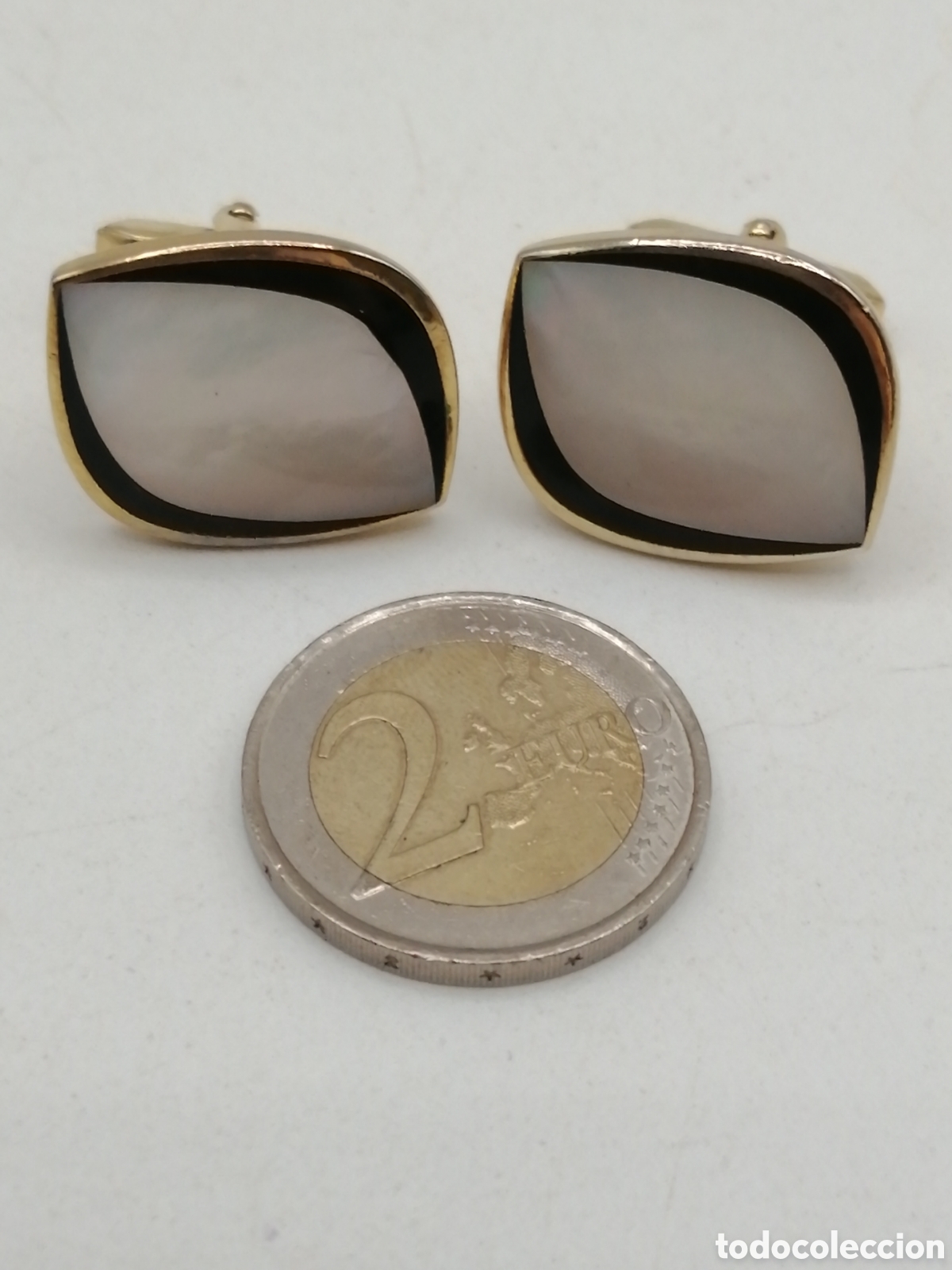 Antig&uuml;edades: Gemelos metal dorado y n&aacute;car - Foto 3