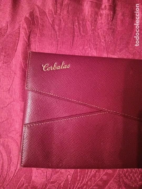 Antig&uuml;edades: Funda de corbata corbatas roja granate antigua rectangular estuche - Foto 2