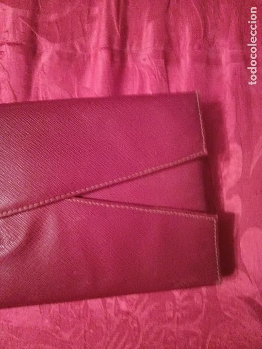 Antig&uuml;edades: Funda de corbata corbatas roja granate antigua rectangular estuche - Foto 4