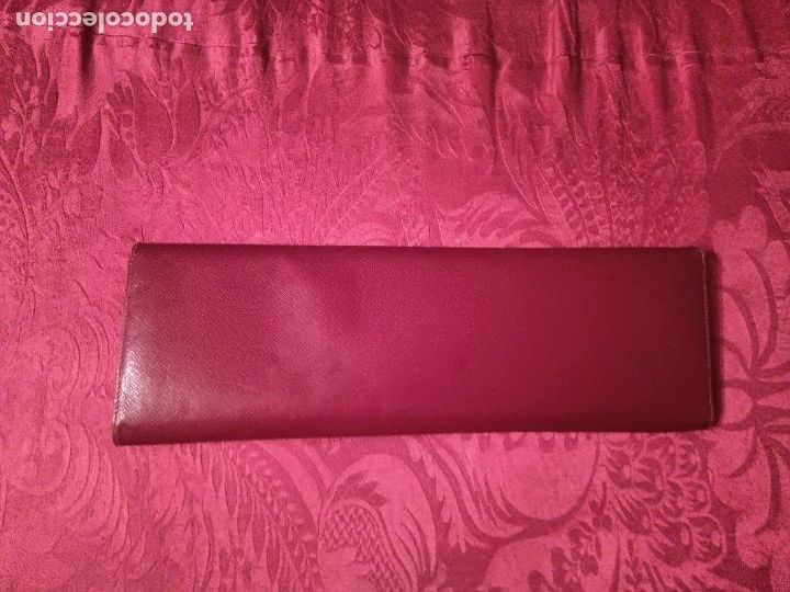 Antig&uuml;edades: Funda de corbata corbatas roja granate antigua rectangular estuche - Foto 5