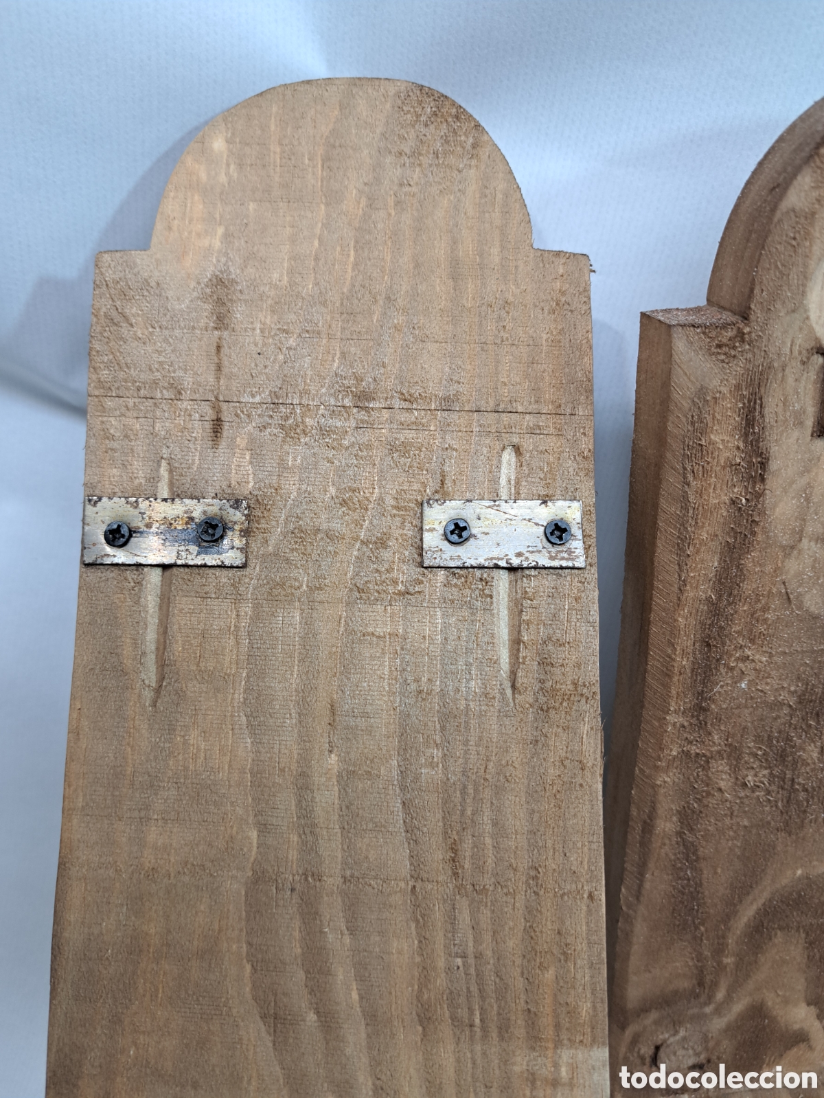 Antig&uuml;edades: PAREJA DE PORTAVELAS DE MADERA RUSTICOS - Foto 5