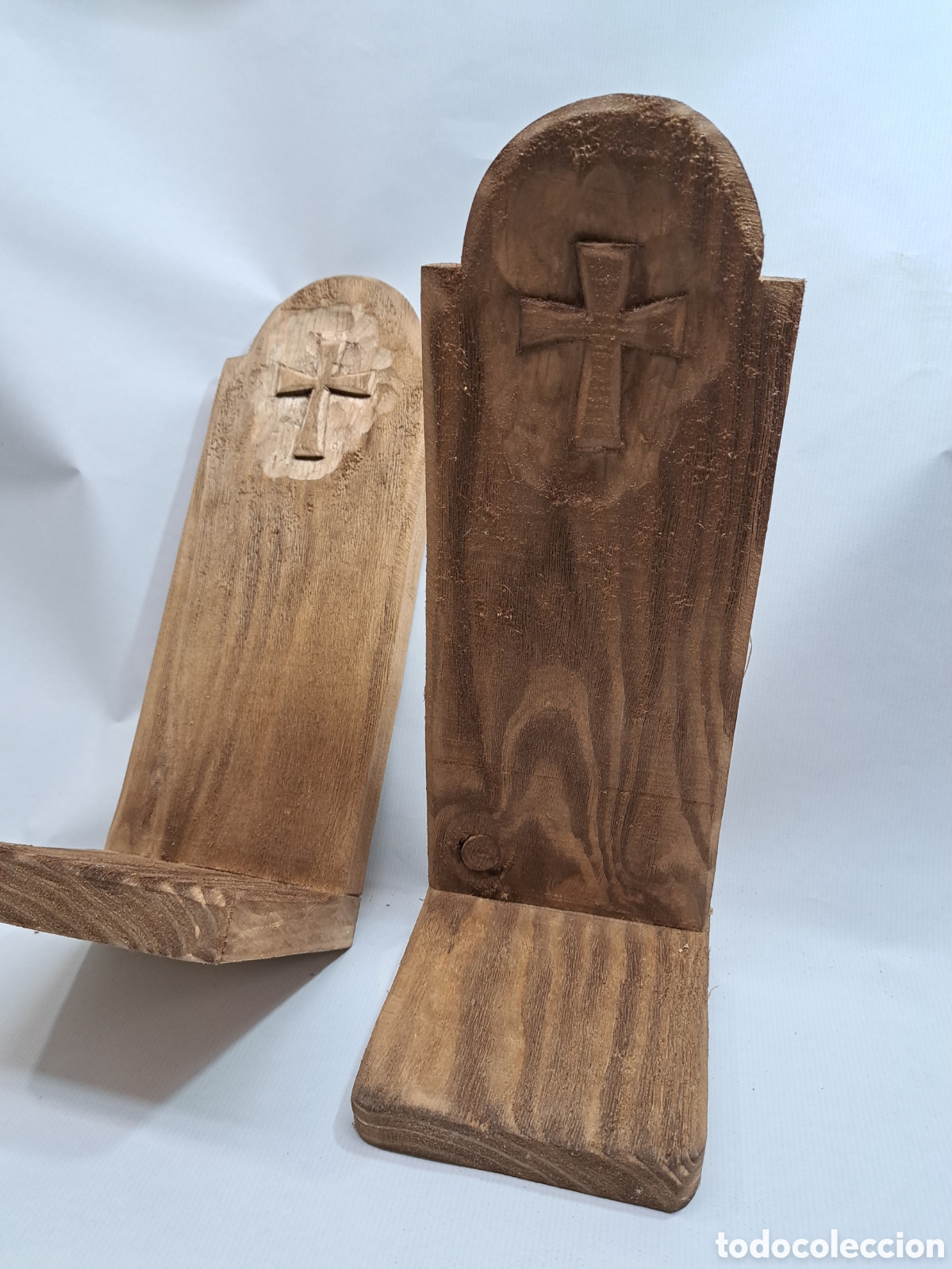 Antig&uuml;edades: PAREJA DE PORTAVELAS DE MADERA RUSTICOS - Foto 8