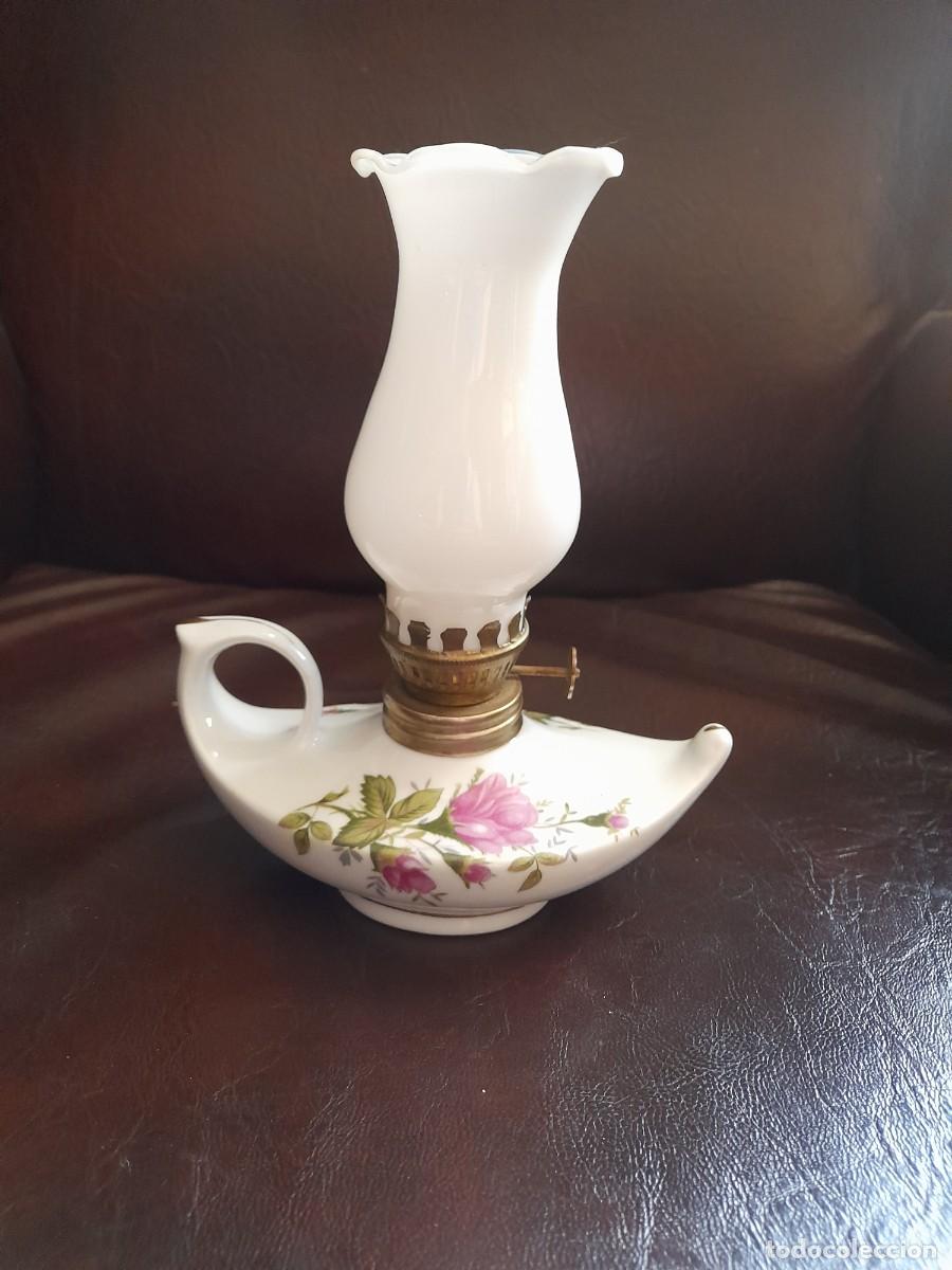 Antig&uuml;edades: L&aacute;mpara de aceite de porcelana - Foto 6