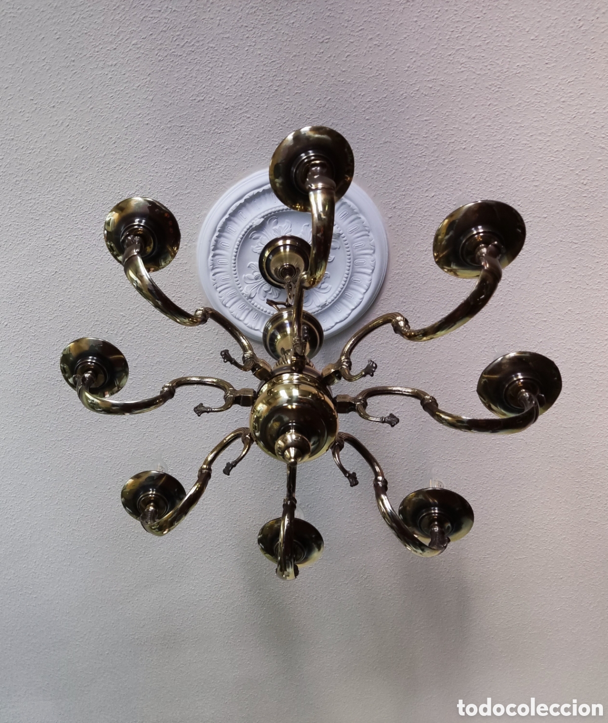 Antig&uuml;edades: lampara de ara&ntilde;a de bronce - Foto 5