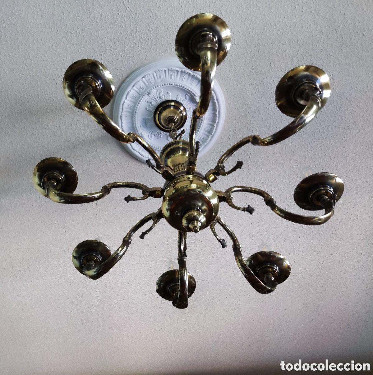 Antig&uuml;edades: lampara de ara&ntilde;a de bronce - Foto 6