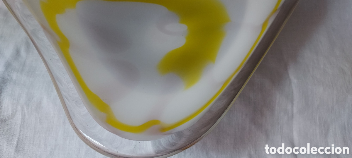 Antig&uuml;edades: CENTRO DE CRISTAL MURANO BLANCO Y AMARILLO - Foto 5