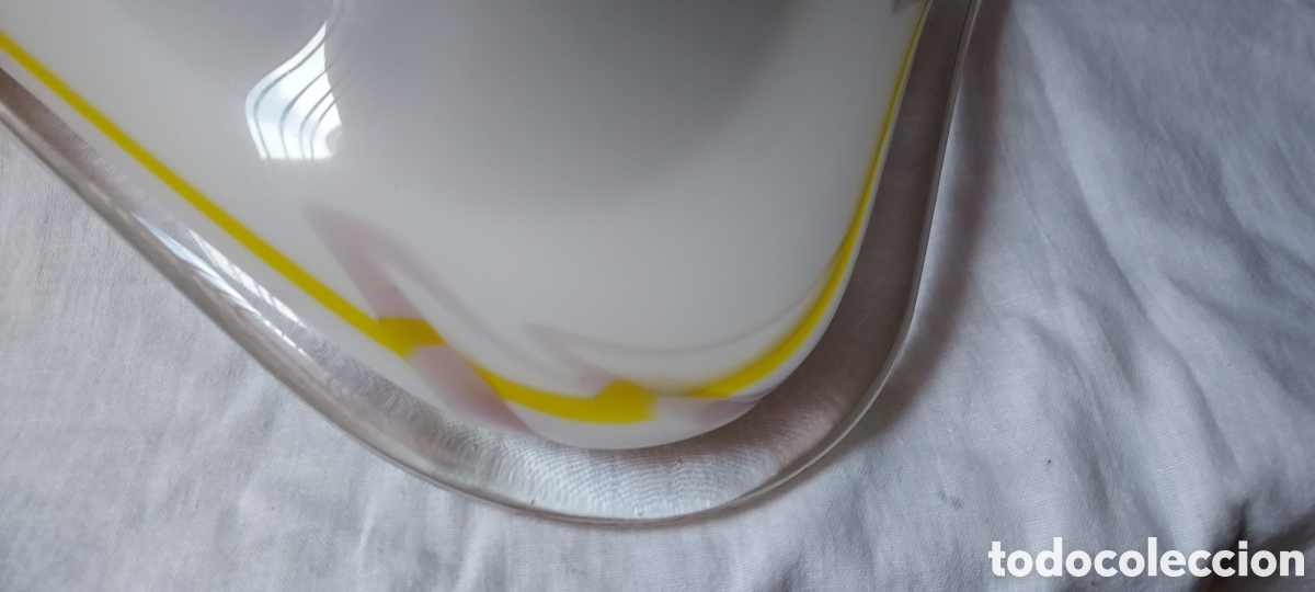 Antig&uuml;edades: CENTRO DE CRISTAL MURANO BLANCO Y AMARILLO - Foto 9