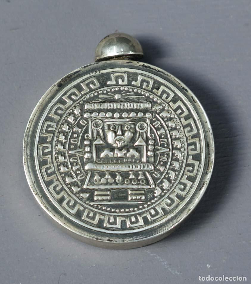 Antig&uuml;edades: RECIPIENTE DE PLATA. CALENDARIO AZTECA. PLATA - Foto 1