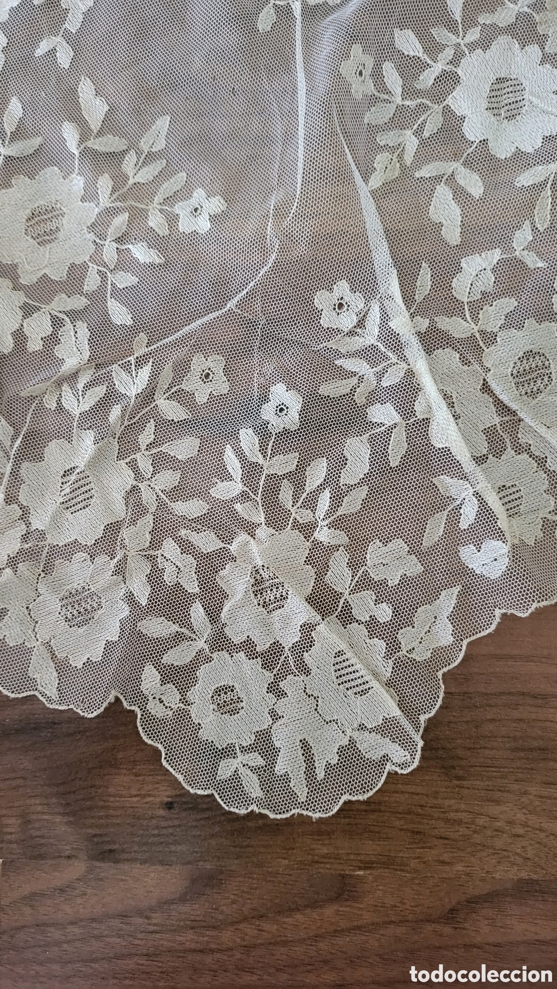 Oggetti Antichi: ANTIGUA ESTOLA DE NOVIA ENCAJE MANUAL