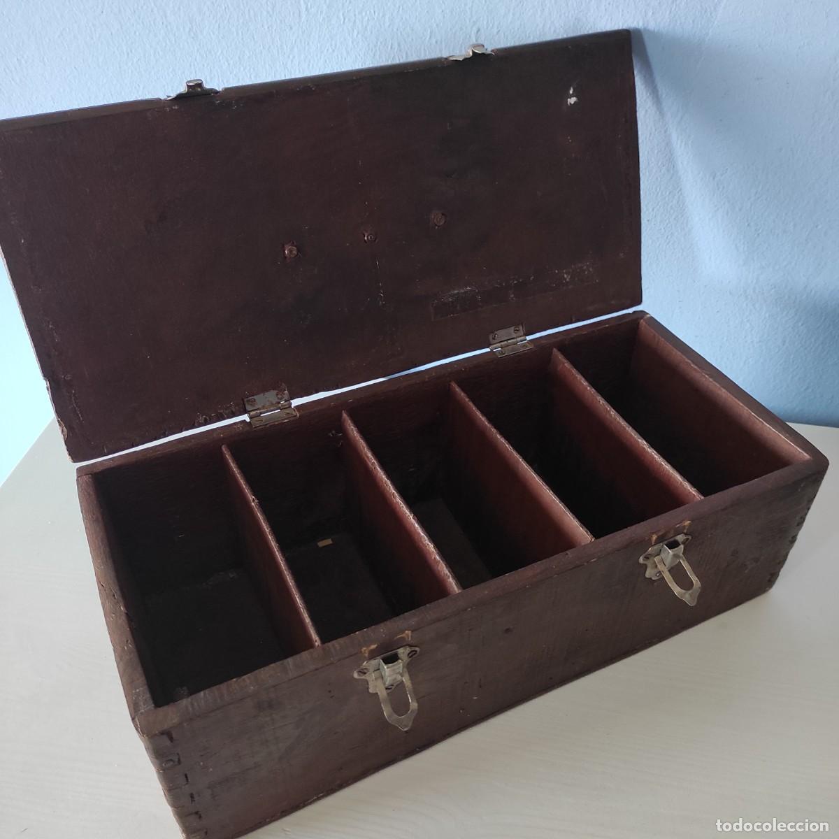 Antig&uuml;edades: CAJA DE MADERA CON 5 COMPARTIMENTOS EN SU INTERIOR - ANTIGUA - Foto 8
