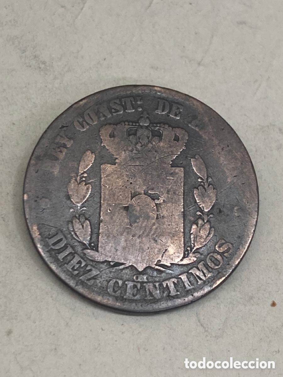 Antig&uuml;edades: Moneda 10 c&eacute;ntimos 1870 X27 - Foto 2