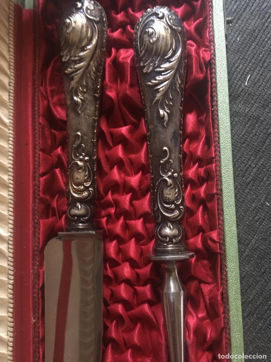 Antig&uuml;edades: Juego cuchillo tenedor mango plata - Foto 1