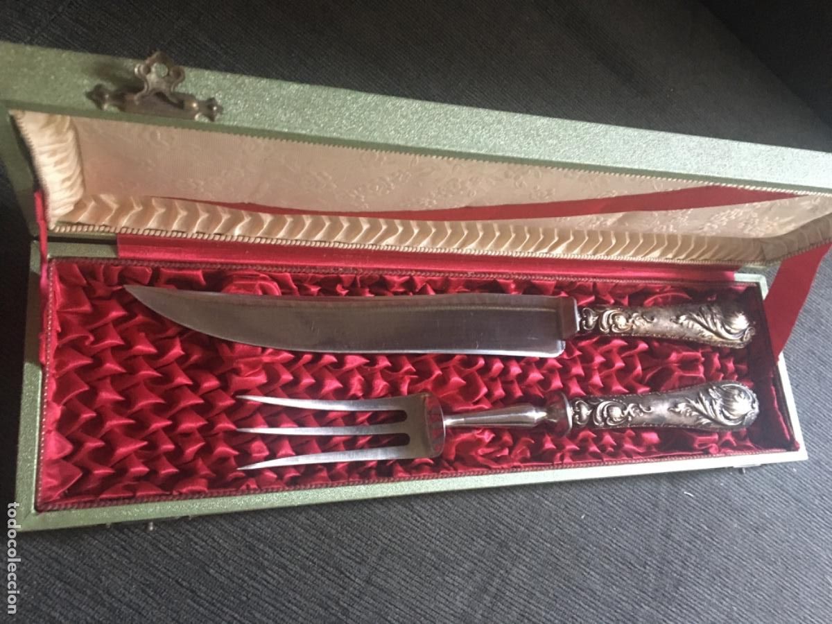 Antig&uuml;edades: Juego cuchillo tenedor mango plata - Foto 4
