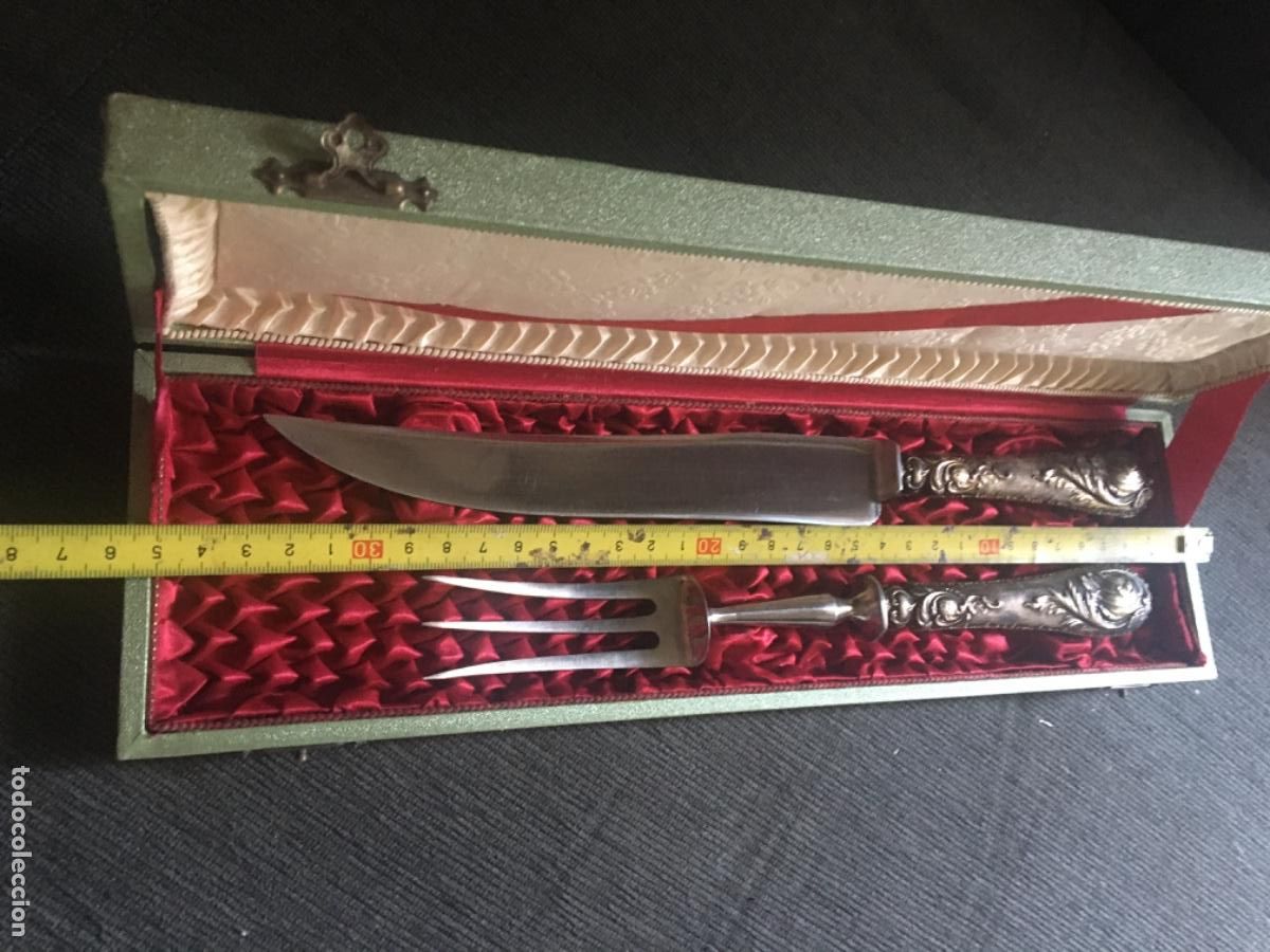Antig&uuml;edades: Juego cuchillo tenedor mango plata - Foto 5