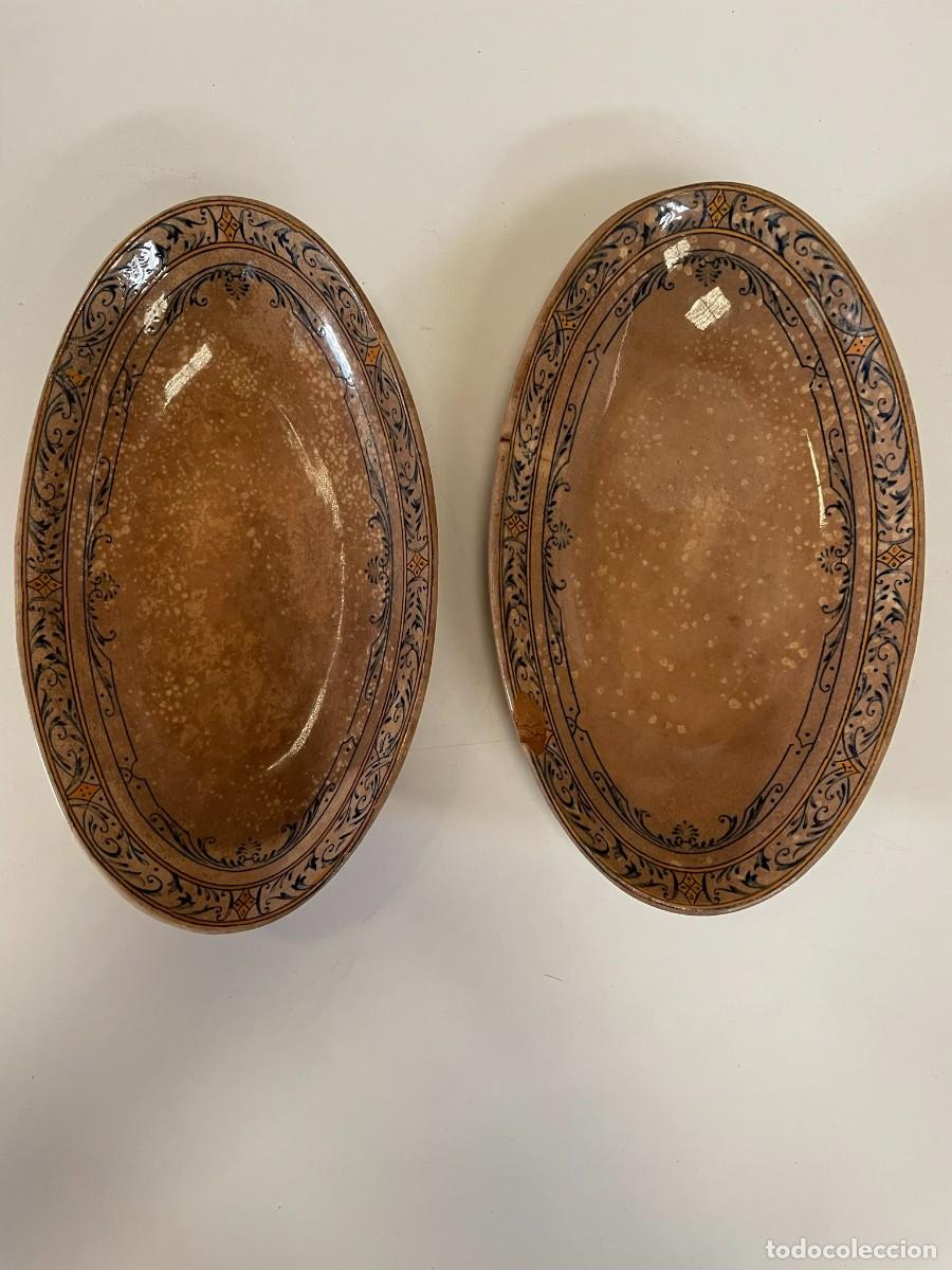 Antig&uuml;edades: 2 ANTIGUAS RABANERAS CERAMICA FRANCESA CREIL ET MONTERAU MODELO COLBERT