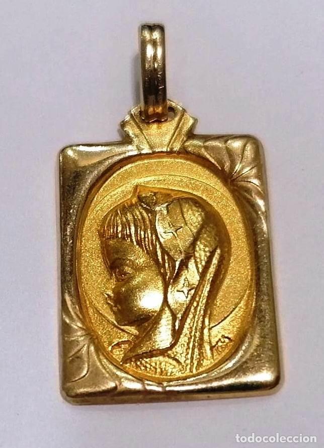 Antig&uuml;edades: medalla rectangular de la virgen ni&ntilde;a en plata de ley - 15x20mm - Foto 4