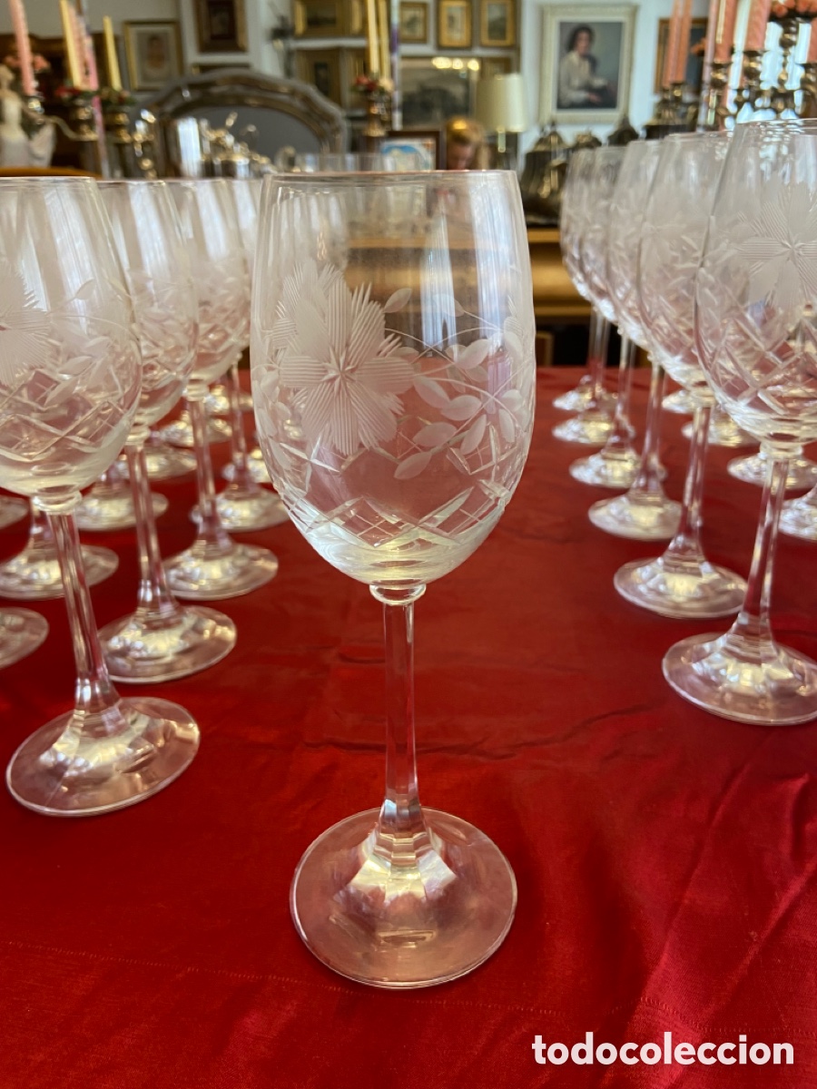 Antig&uuml;edades: Juego de copas de cristal talladas - Foto 2