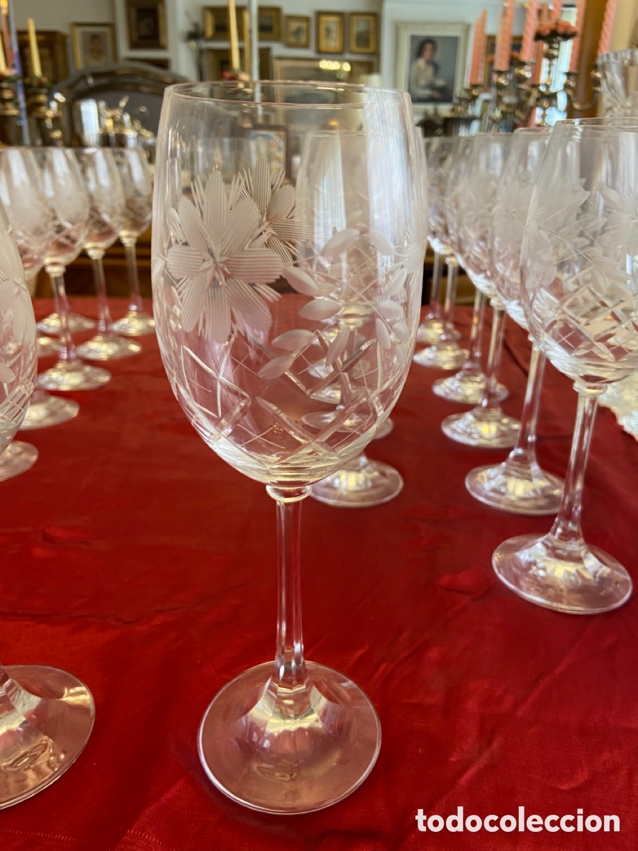 Antig&uuml;edades: Juego de copas de cristal talladas - Foto 3