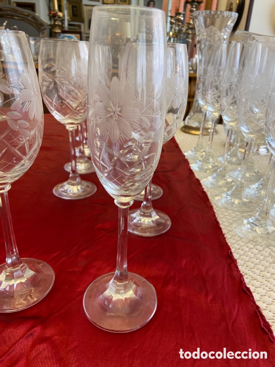 Antig&uuml;edades: Juego de copas de cristal talladas - Foto 4
