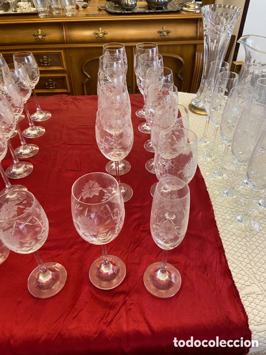 Antig&uuml;edades: Juego de copas de cristal talladas - Foto 5