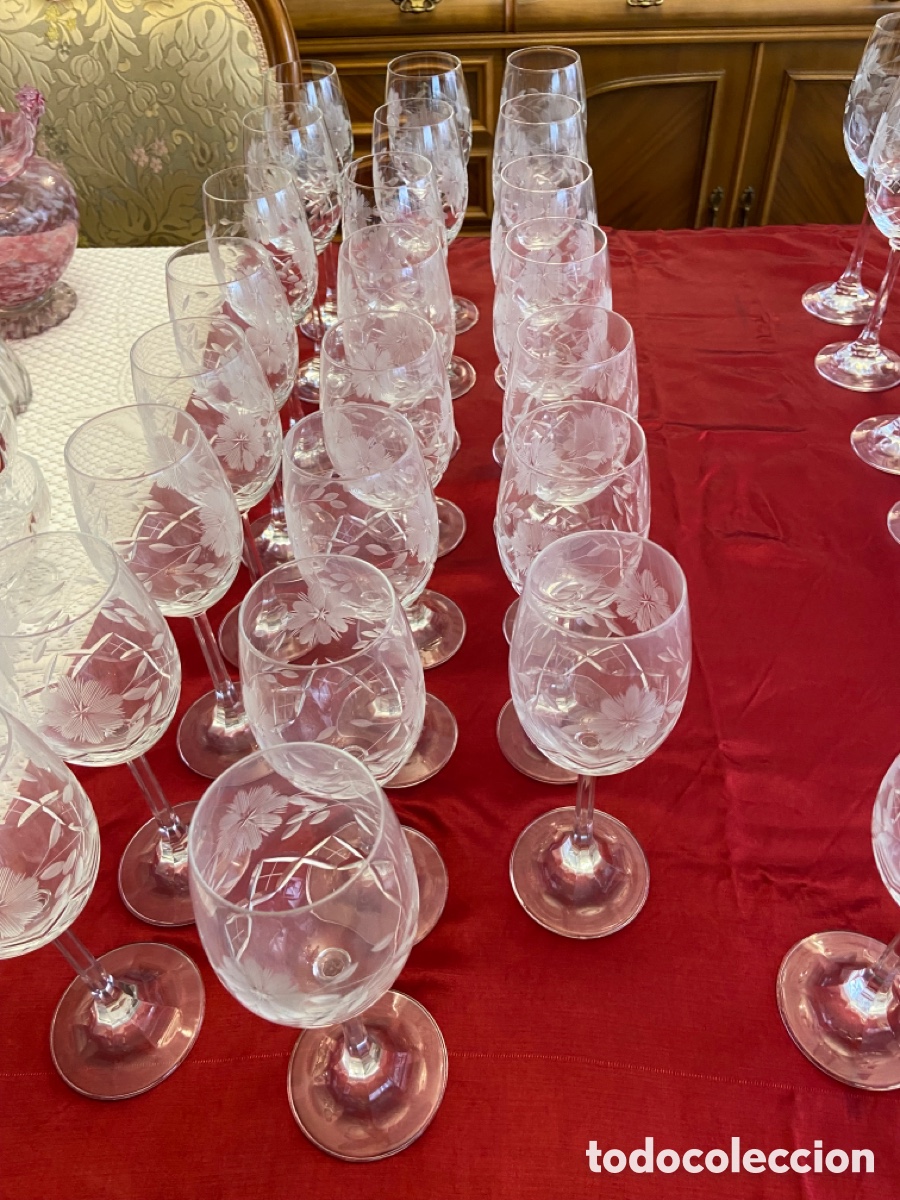 Antig&uuml;edades: Juego de copas de cristal talladas - Foto 6