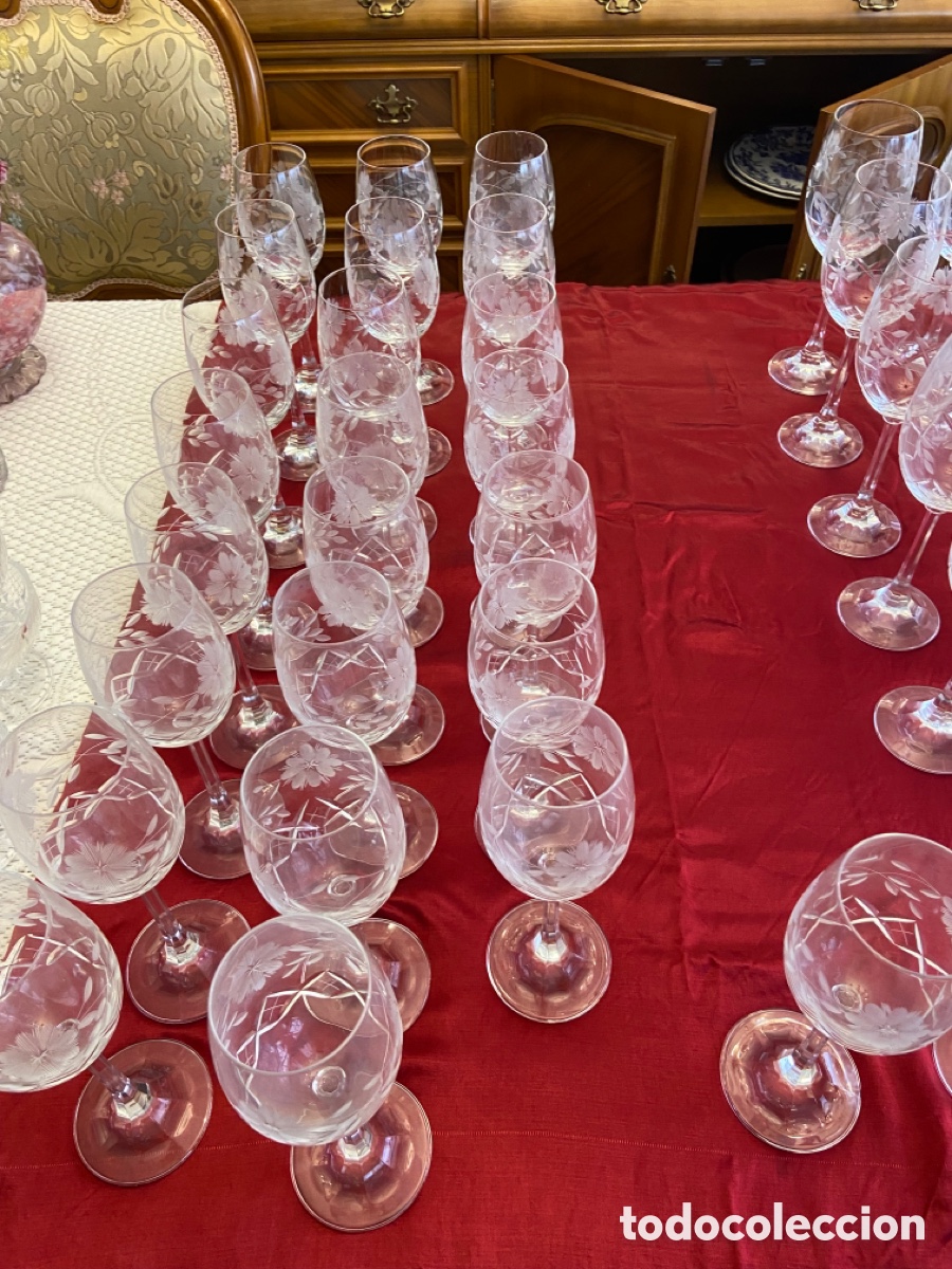Antig&uuml;edades: Juego de copas de cristal talladas - Foto 7