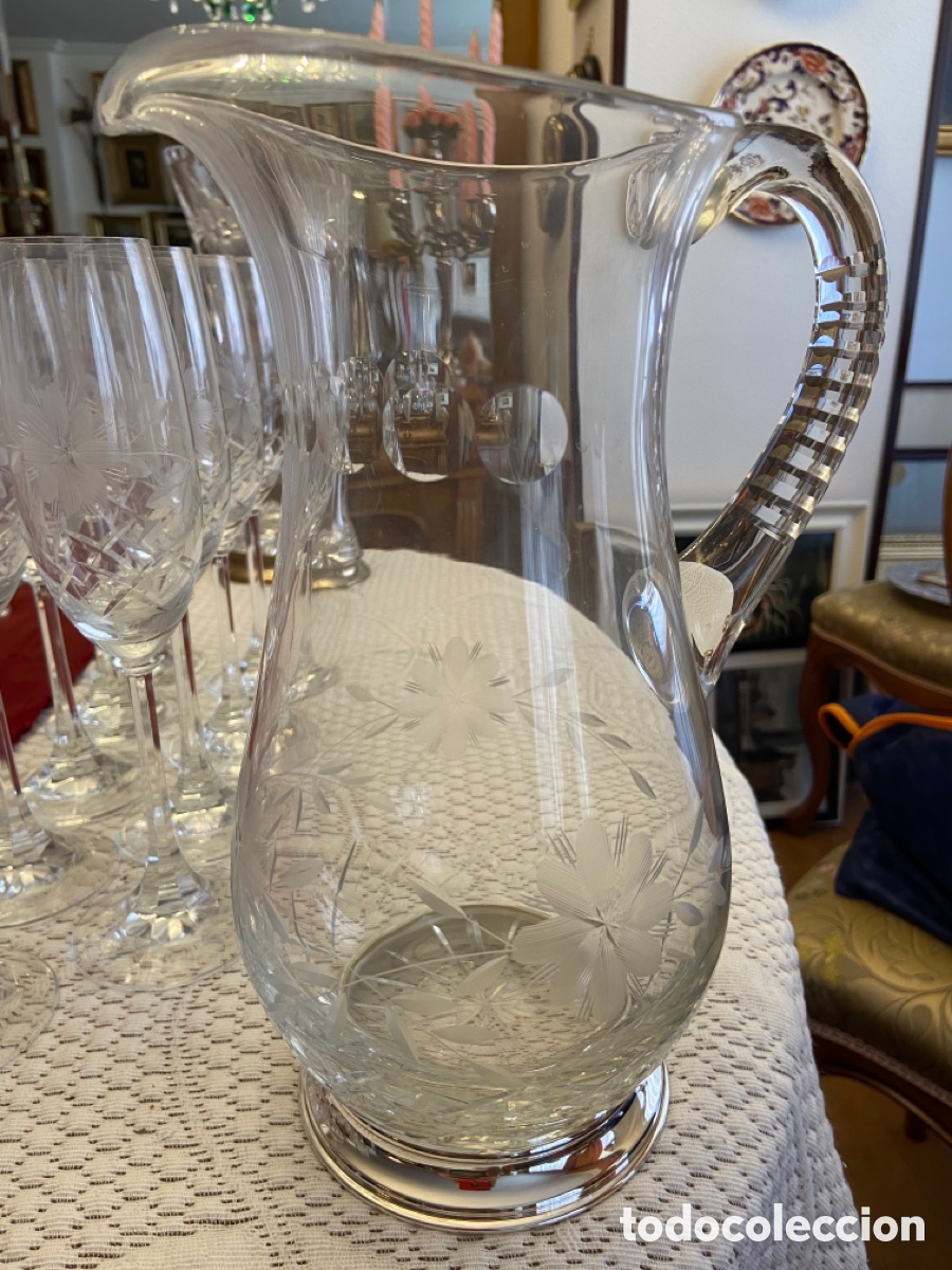 Antig&uuml;edades: Juego de copas de cristal talladas - Foto 9