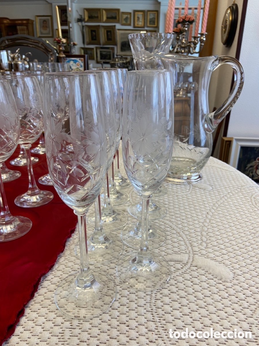 Antig&uuml;edades: Juego de copas de cristal talladas - Foto 10
