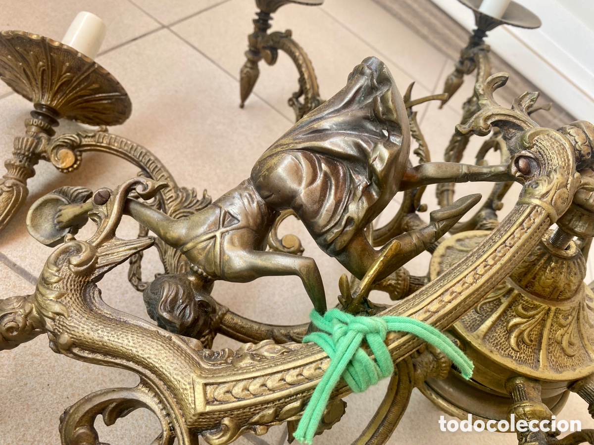 Antig&uuml;edades: L&aacute;mpara Bronce Ara&ntilde;a Vintage - Foto 2