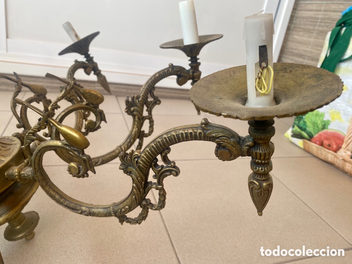 Antig&uuml;edades: L&aacute;mpara Bronce Ara&ntilde;a Vintage - Foto 3