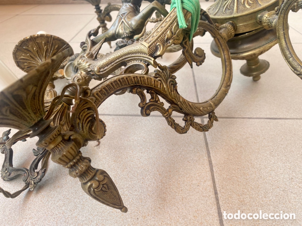 Antig&uuml;edades: L&aacute;mpara Bronce Ara&ntilde;a Vintage - Foto 4