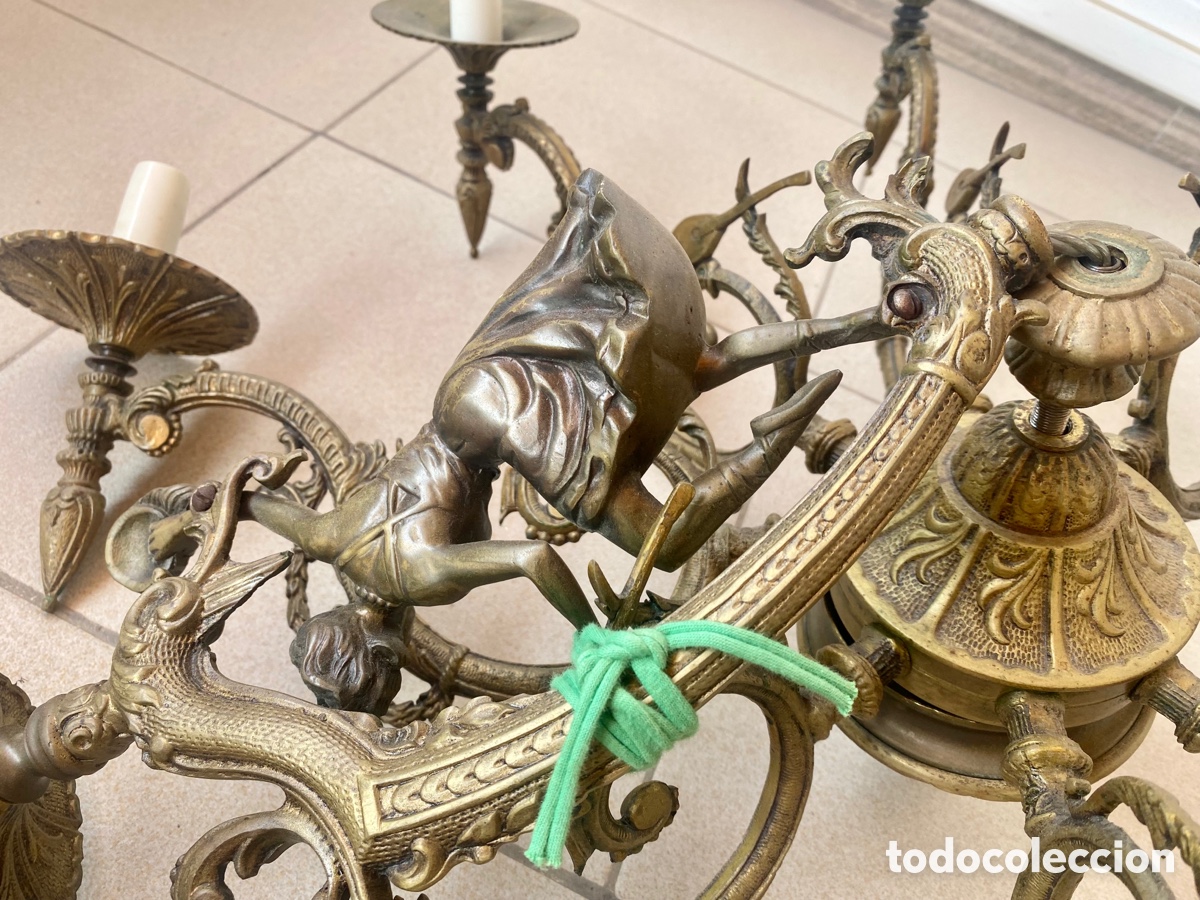 Antig&uuml;edades: L&aacute;mpara Bronce Ara&ntilde;a Vintage - Foto 5