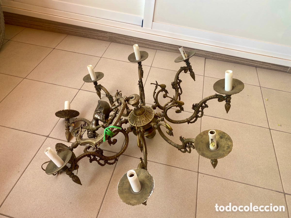 Antig&uuml;edades: L&aacute;mpara Bronce Ara&ntilde;a Vintage - Foto 1