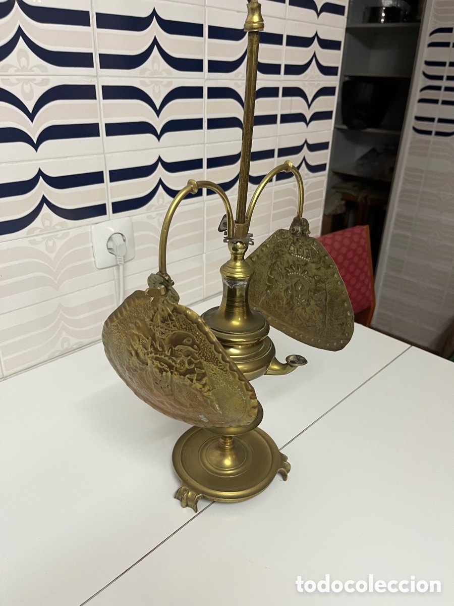 Antig&uuml;edades: L&aacute;mpara de aceite en bronce - Foto 3