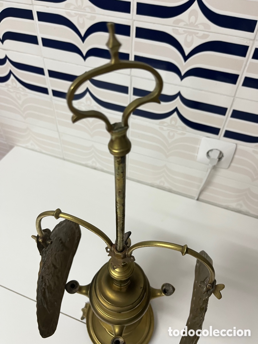 Antig&uuml;edades: L&aacute;mpara de aceite en bronce - Foto 6