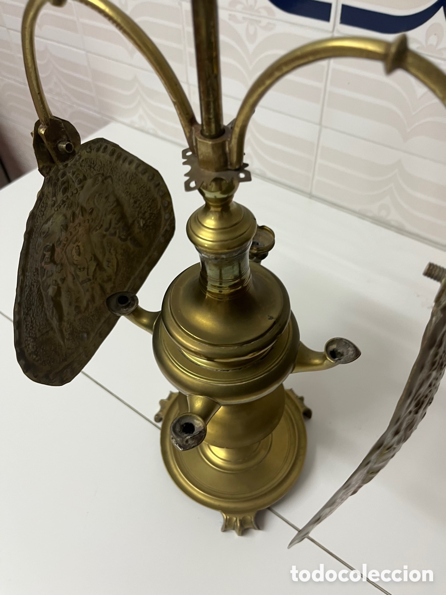 Antig&uuml;edades: L&aacute;mpara de aceite en bronce - Foto 7