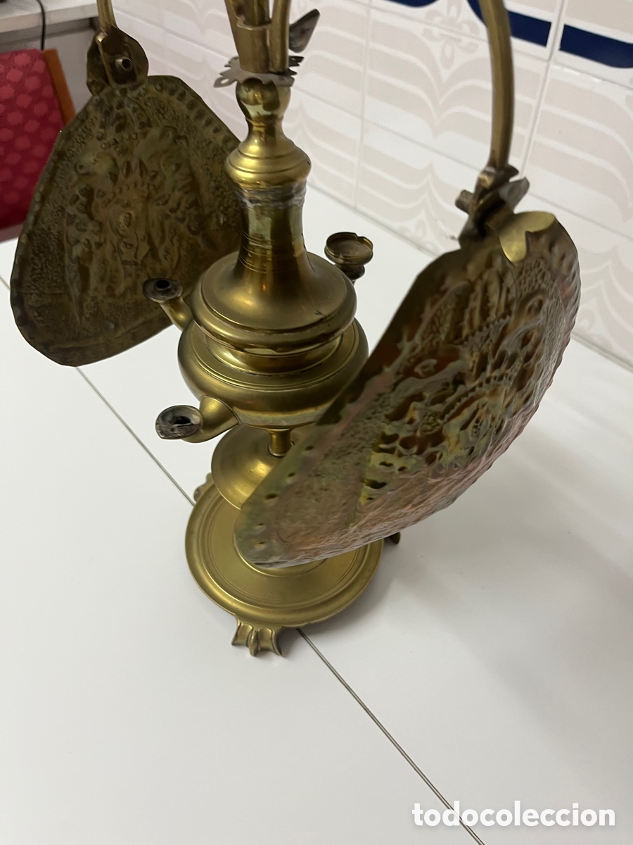 Antig&uuml;edades: L&aacute;mpara de aceite en bronce - Foto 8