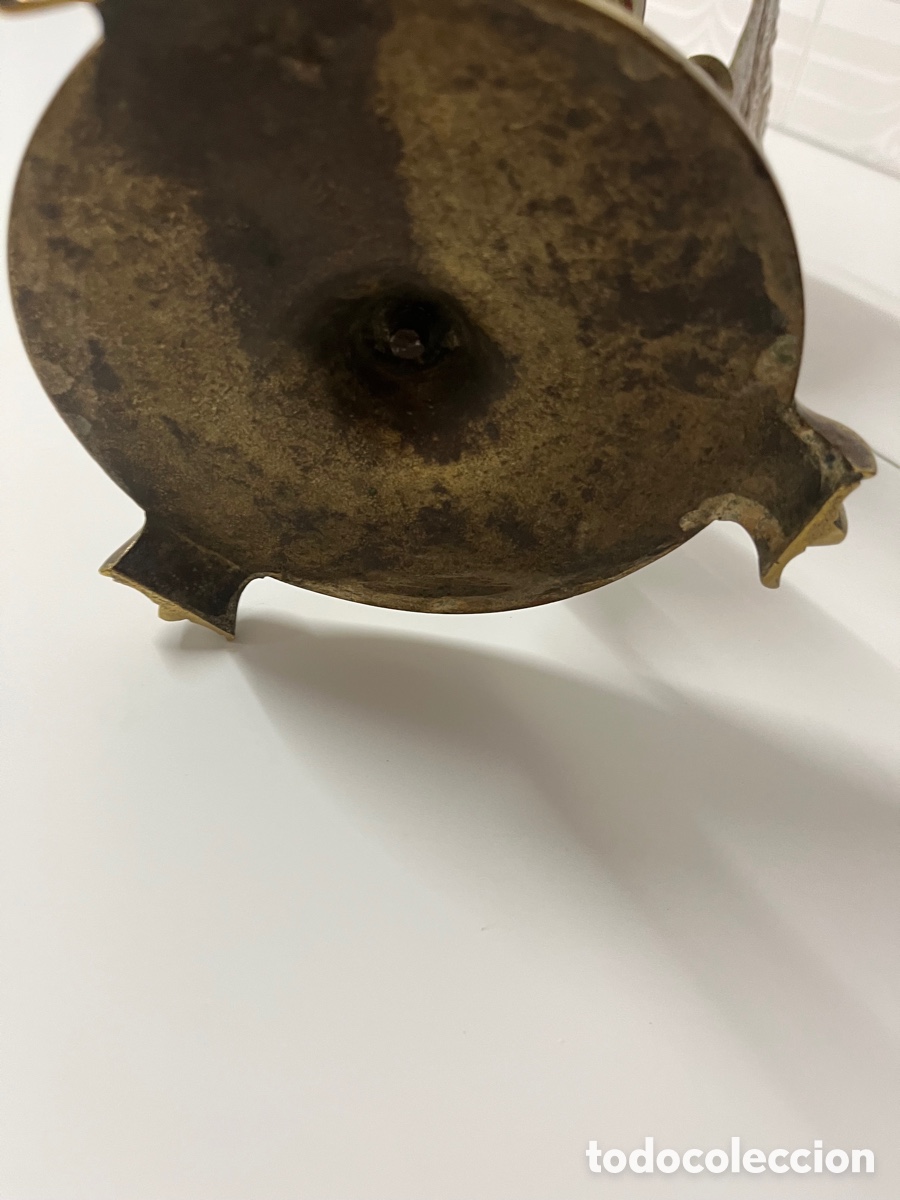Antig&uuml;edades: L&aacute;mpara de aceite en bronce - Foto 12