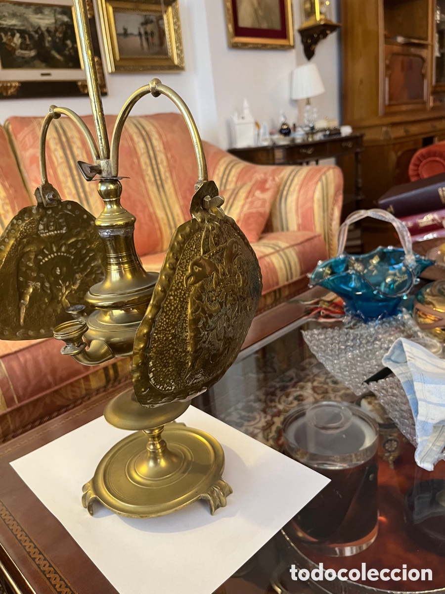 Antig&uuml;edades: L&aacute;mpara de aceite en bronce - Foto 14