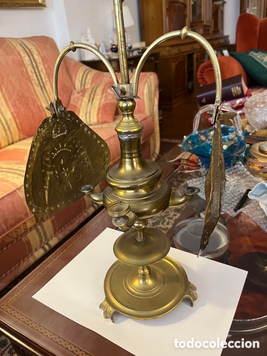 Antig&uuml;edades: L&aacute;mpara de aceite en bronce - Foto 17