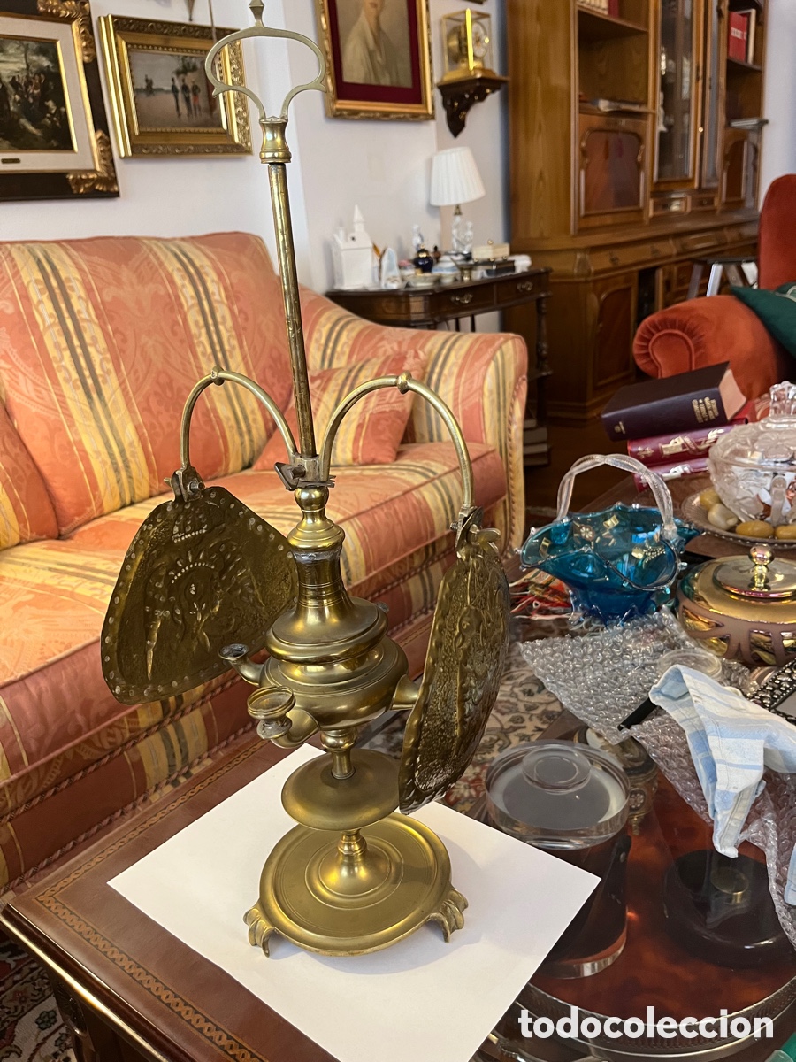 Antig&uuml;edades: L&aacute;mpara de aceite en bronce - Foto 18