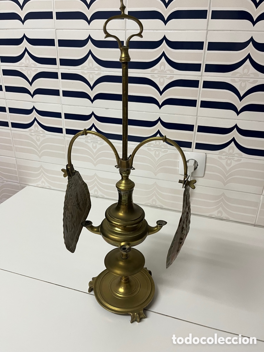 Antig&uuml;edades: L&aacute;mpara de aceite en bronce - Foto 1