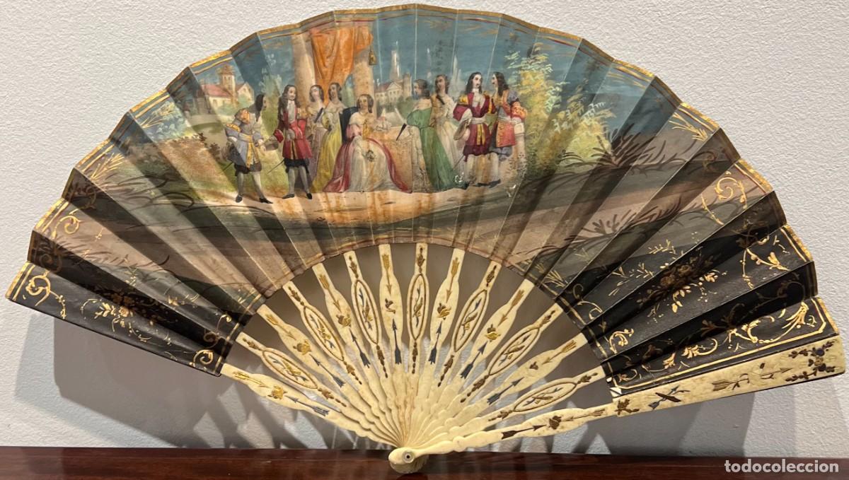 Antig&uuml;edades: ABANICO ANTIGUO DE PAPEL CON DIBUJOS - Foto 1
