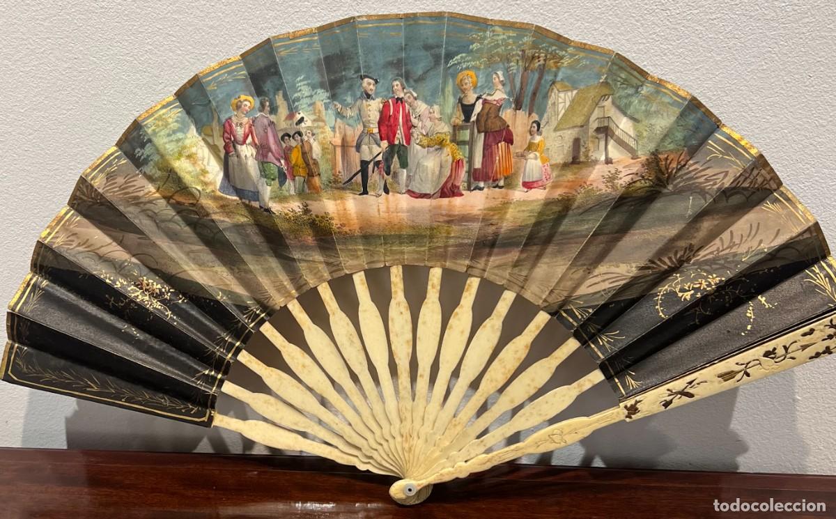 Antig&uuml;edades: ABANICO ANTIGUO DE PAPEL CON DIBUJOS - Foto 2