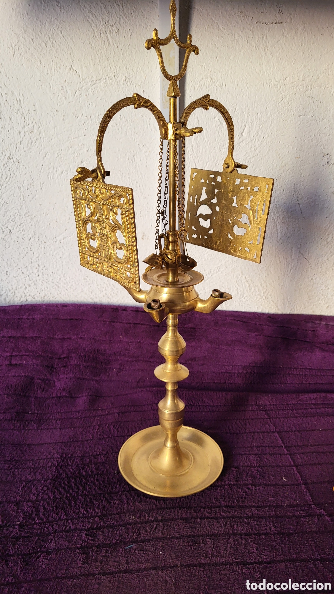 Antig&uuml;edades: Lampara aceite de bronce - Foto 5