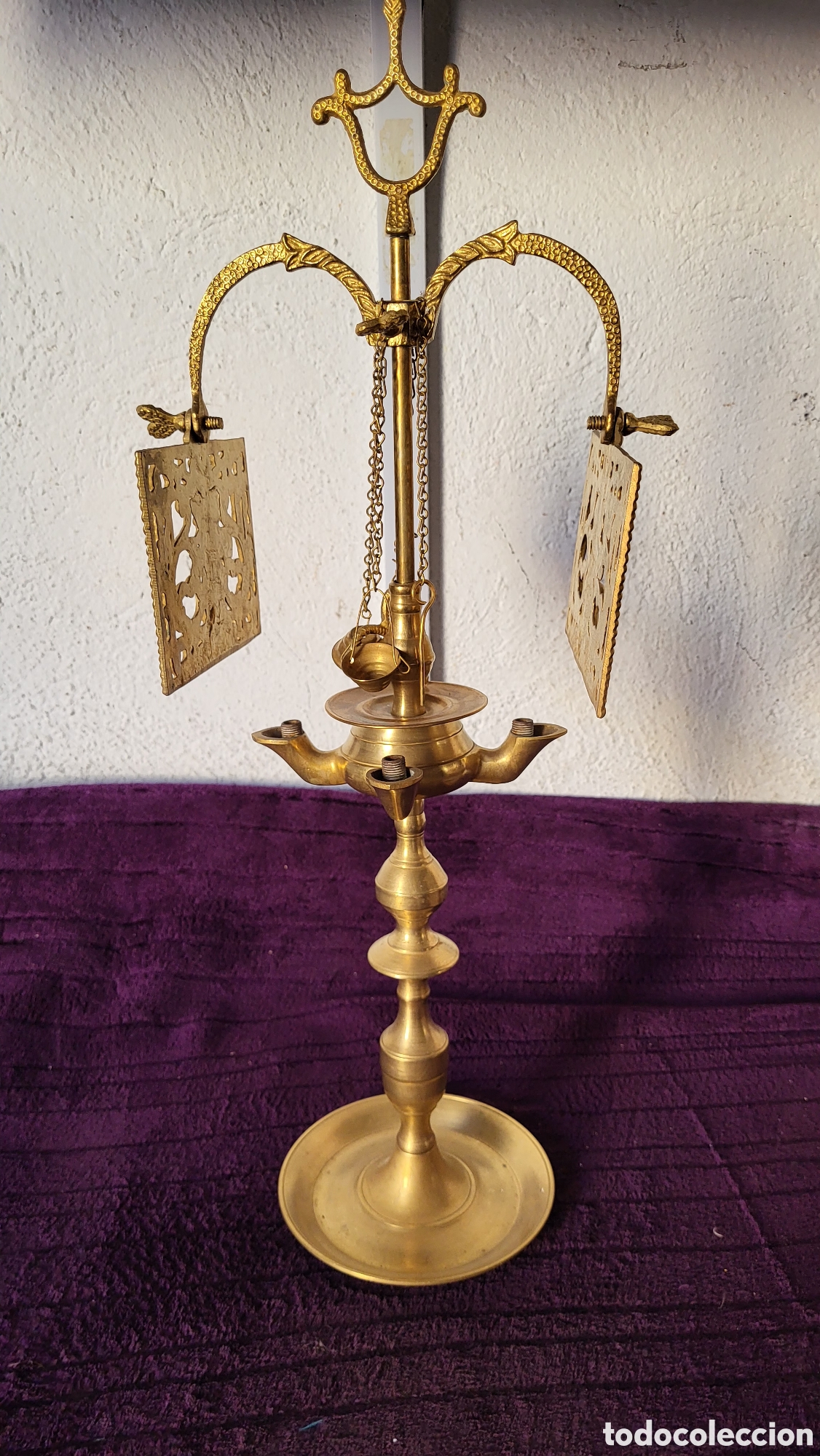 Antig&uuml;edades: Lampara aceite de bronce - Foto 6
