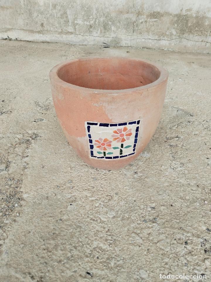 Antig&uuml;edades: macetero de ceramica con mosaico - Foto 4