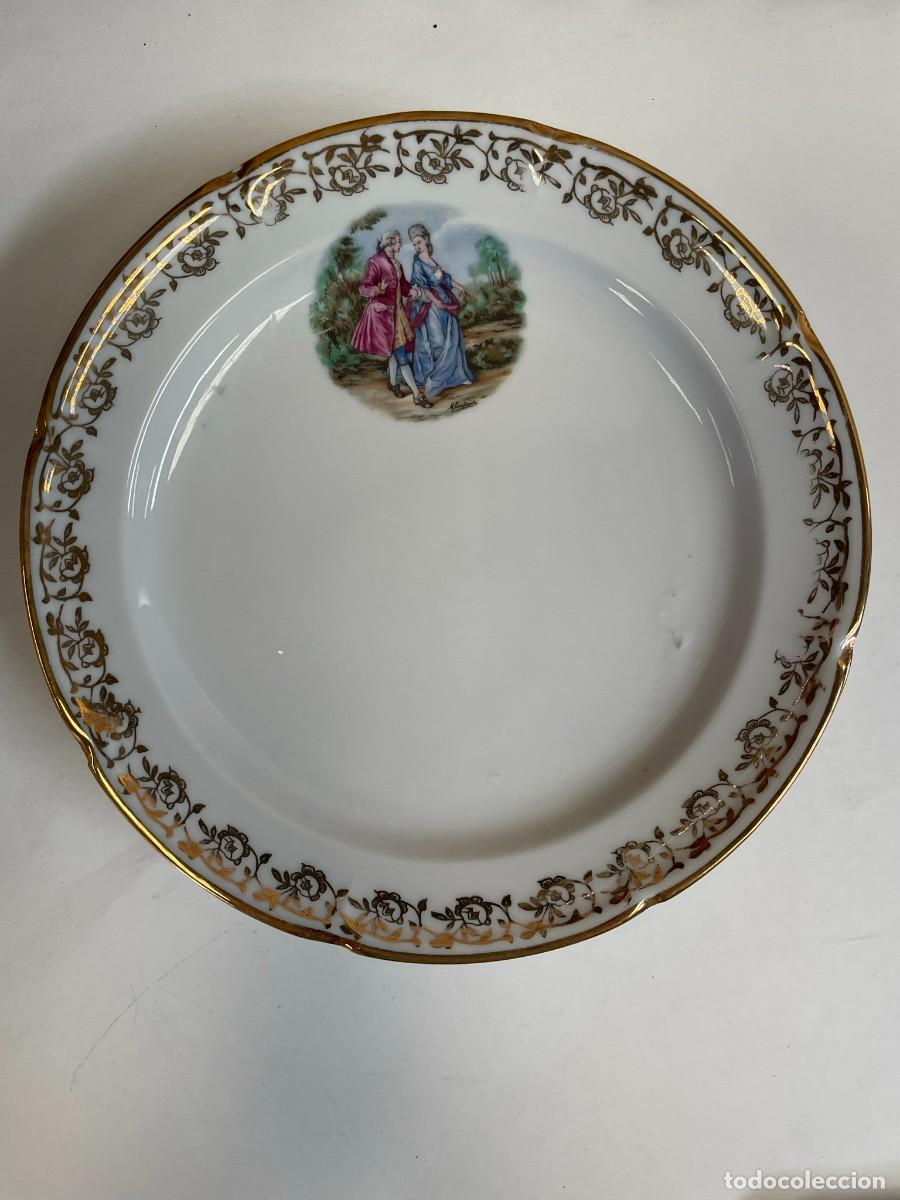 Antig&uuml;edades: SERVICIO DE POSTRE CON 6 PLATOS Y GRAN BANDEJA RECTANGULAR - Foto 7